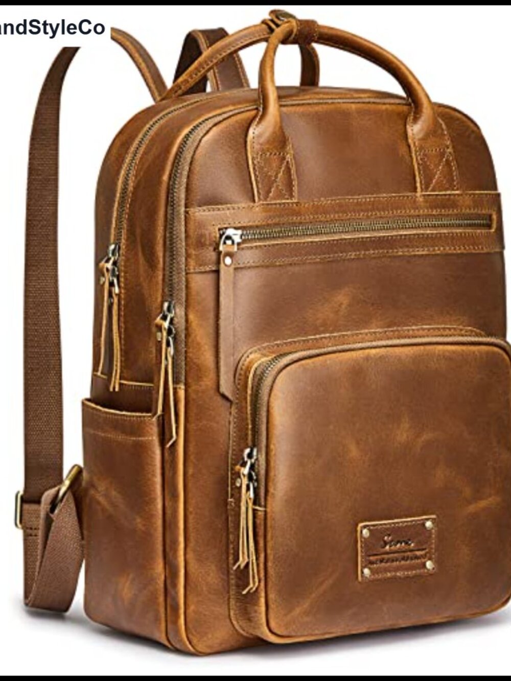 S-ZONE Leather Backpack Purse for Women Men Luggage Sleeve Daypack Travel